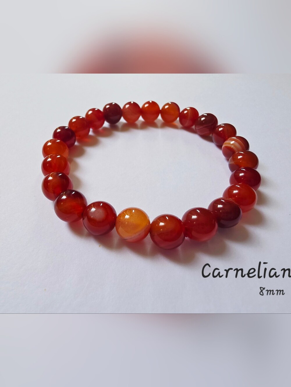 Carnelian Beaded Bracelet - Elegant Stretch Bracelet | Natural Stone